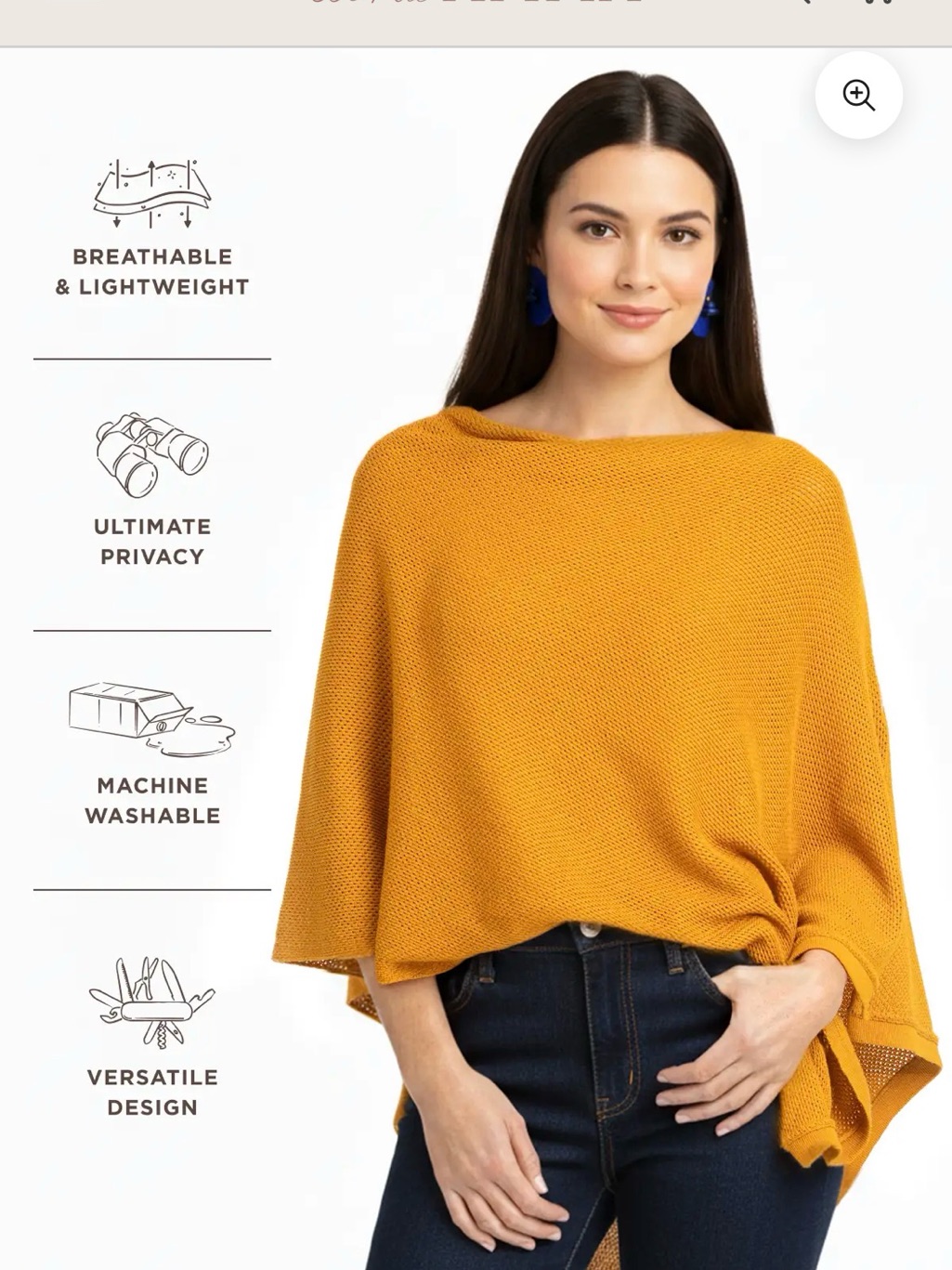 We Are Amma Lightweight Mustard Yellow Knit Nursing Cover/ Top | Usa Made — image 2 of 8
